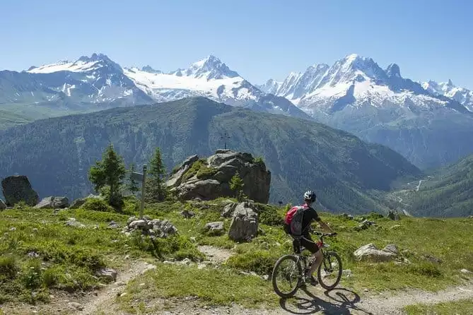 Mountain Biking facing the Mont Blanc