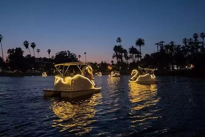 Illuminated Swan Boat Night Ride on Rainbow Lagoon