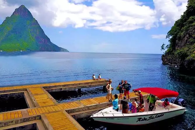 Private All Inclusive Pitons Boat Tour with Mud Bath, Snorkeling, Waterfall
